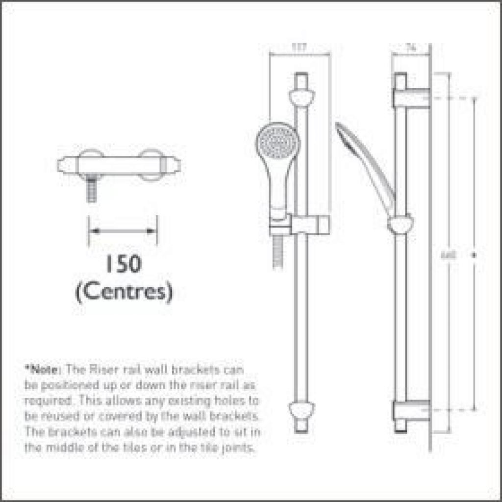 Bristan Thermostatic Exposed Bar Shower With Adjustable Riser Kit