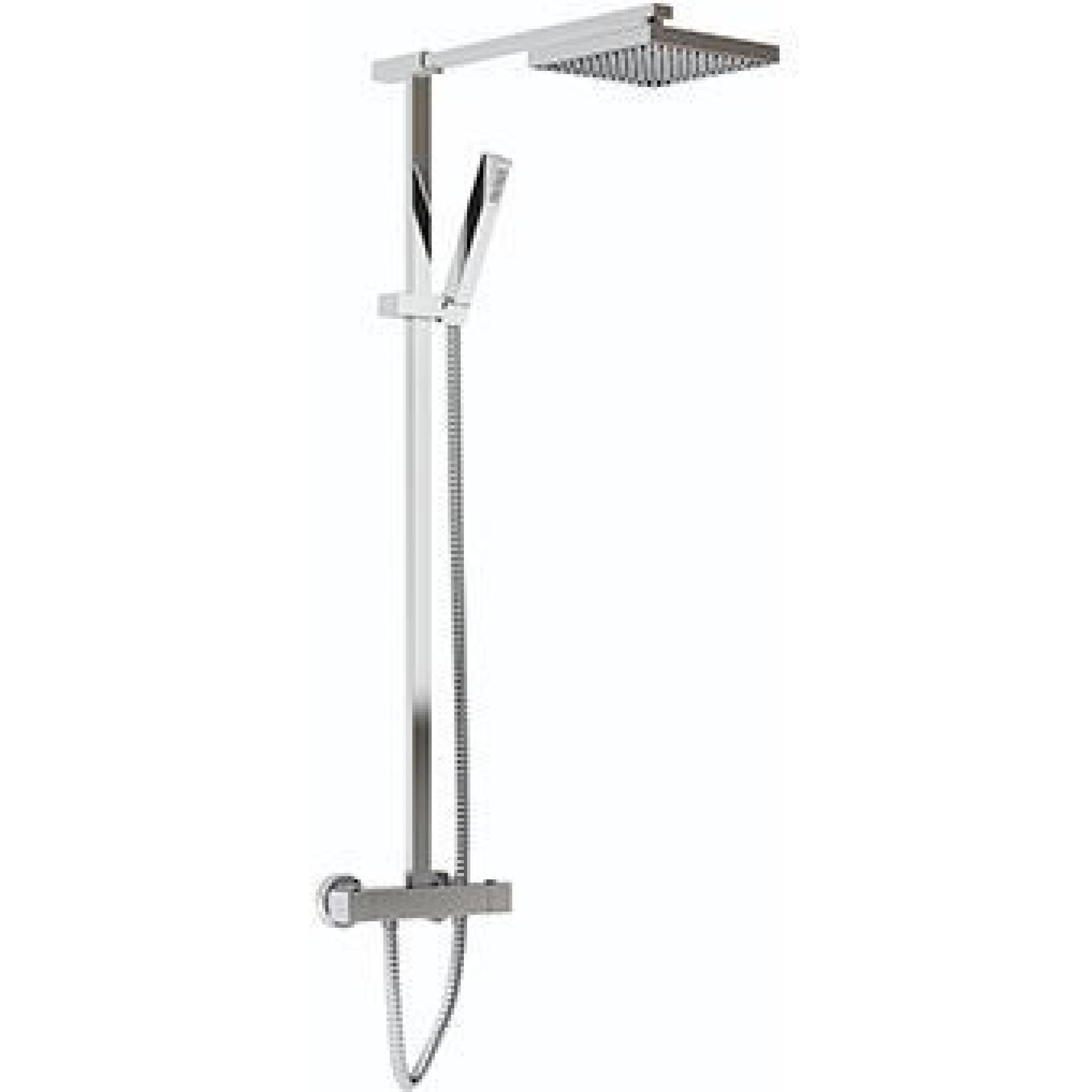 Bristan Quadrato Thermostatic Exposed Bar Shower With Rigid Riser, Integral Diverter To Handset