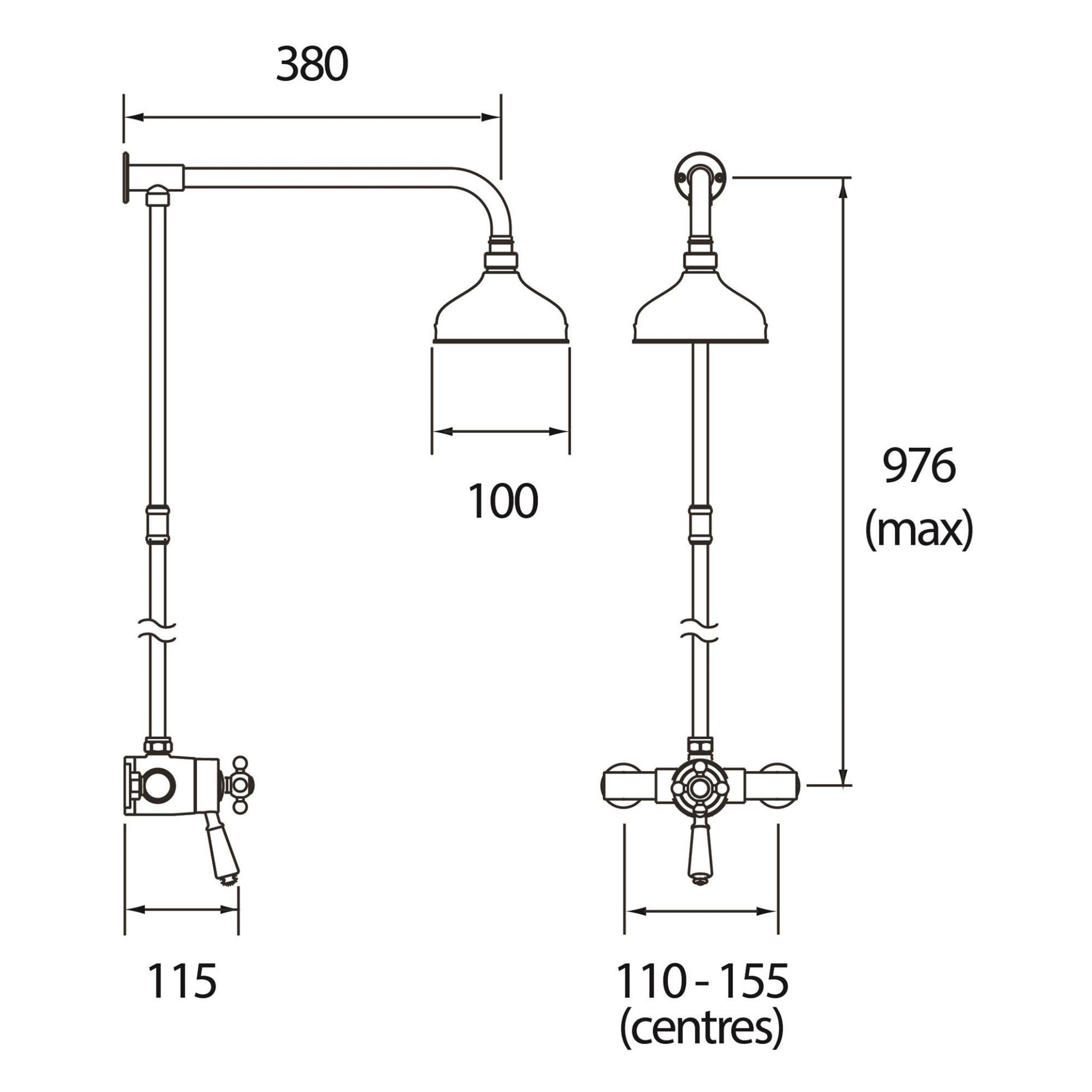 Bristan Regency Thermostatic Exposed Dual Control Mini Valve Shower And