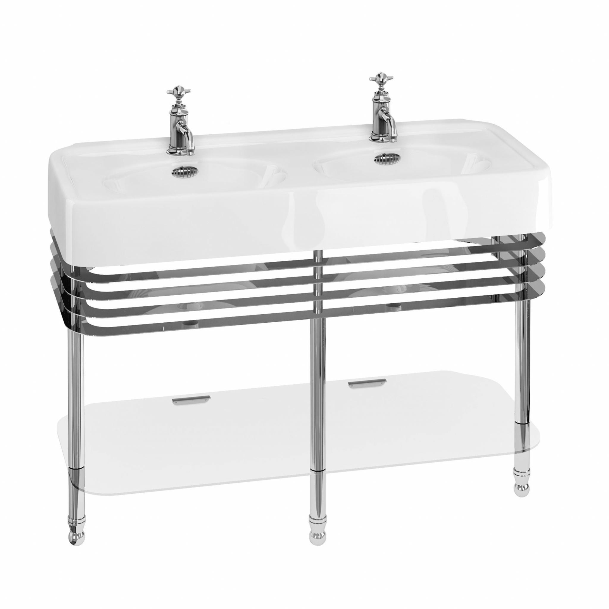 Burlington Arcade 1200mm basin with chrome overflow & basin stand with
