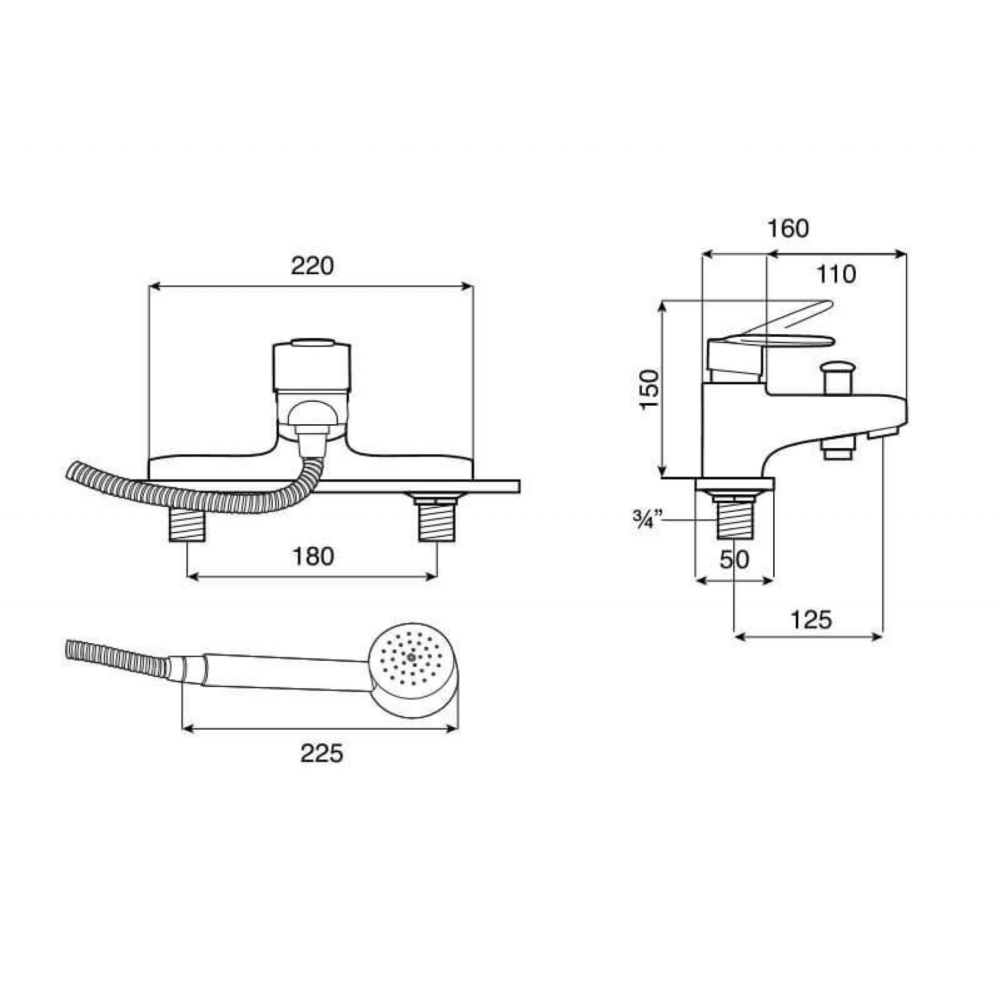 Roca Victoria Deck-Mounted Bath Shower Mixer