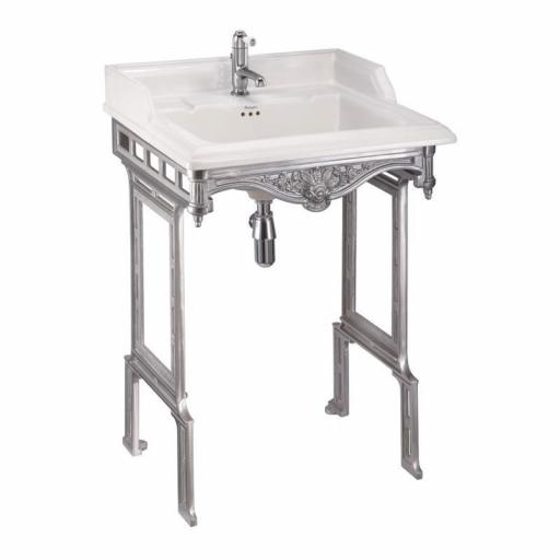 Burlington Classic 65cm basin and brushed aluminium basin stand (3TH)