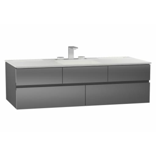 Vitra Memoria Washbasin Unit, Including Infinit Washbasin, 120 cm, Metallic Grey