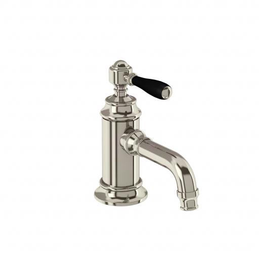 Burlington Arcade Single-lever basin mixer without pop up waste - nickel - with black lever