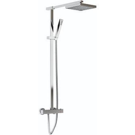 Bristan Quadrato Thermostatic Exposed Bar Shower With Rigid Riser, Integral Diverter To Handset And Fast Fit Connections
