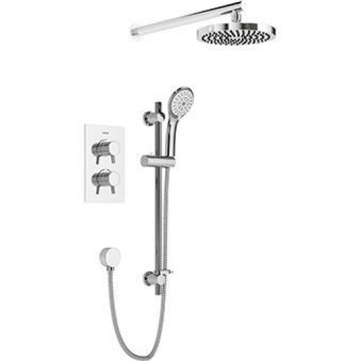 Bristan Prism Recessed Dual Control Shower Pack With Integral Two Outlet Diverter, Slimline 200MM Fixed Head And Shower Kit With Single Function Handset