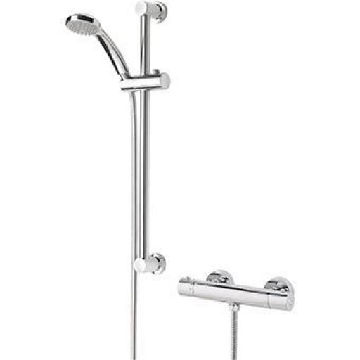 Bristan Frenzy Thermostatic Exposed Cool Touch Bar With Riser Kit, Multi Function Handset And Fast Fit Connections