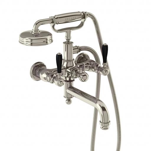 Burlington Arcade Bath shower mixer wall-mounted - nickel with black lever