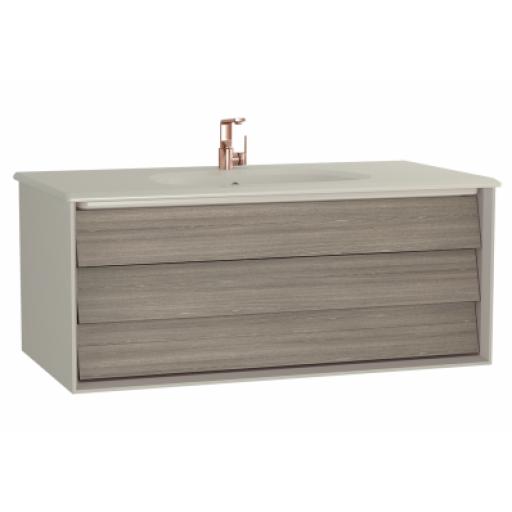Vitra Frame Washbasin Unit, with 1 drawer, 100 cm, with white washbasin, Matte Taupe