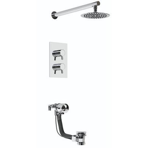 Bristan Prism Recessed Dual Control Bath And Shower Pack With Integral Two Outlet Diverter, Slimline 200MM Fixed Head And Combined Bath Fill And Waste