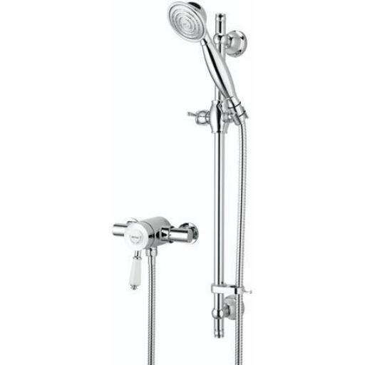 Bristan Colonial Thermostatic Exposed Single Control Mini Valve With Adjustable Riser Kit And Single Function Handset