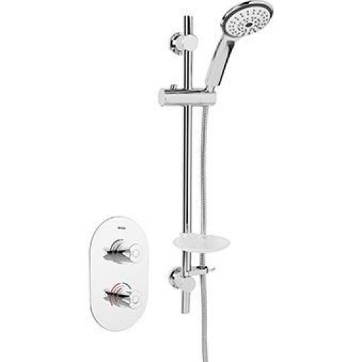 Bristan Thermostatic Recessed Dual Control Shower Valve With Adjustable Riser Rail And Large Single Function Handset