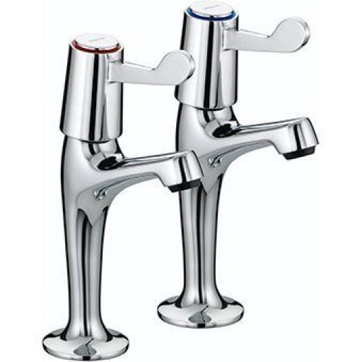 Bristan Lever High Neck Pillar Taps With 3" Levers