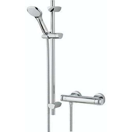Bristan Thermostatic Exposed Bar Shower With Adjustable Riser Kit, Single function Handset and Fast Fit Connections