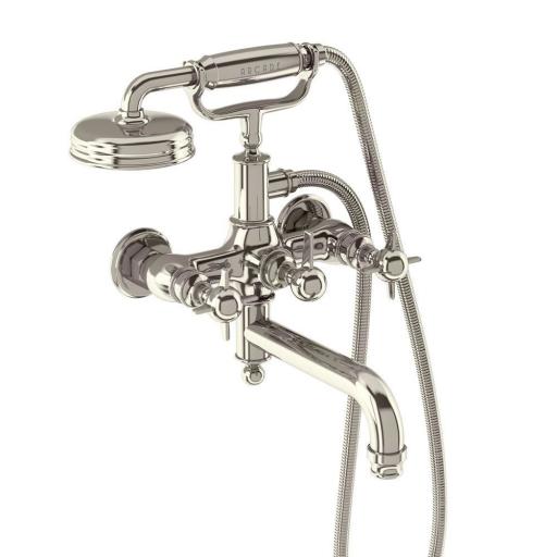 Burlington Arcade Bath shower mixer wall-mounted - nickel with handle