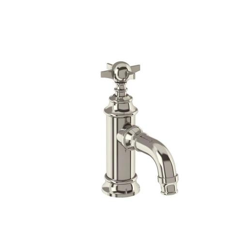 Burlington Arcade Mini single-lever basin mixer without pop up waste - nickel - with tap handle
