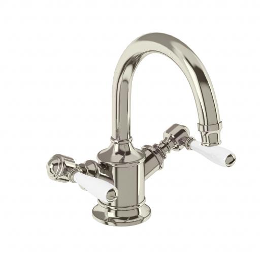 Burlington Arcade Dual-lever basin mixer without pop up waste - nickel - with ceramic lever