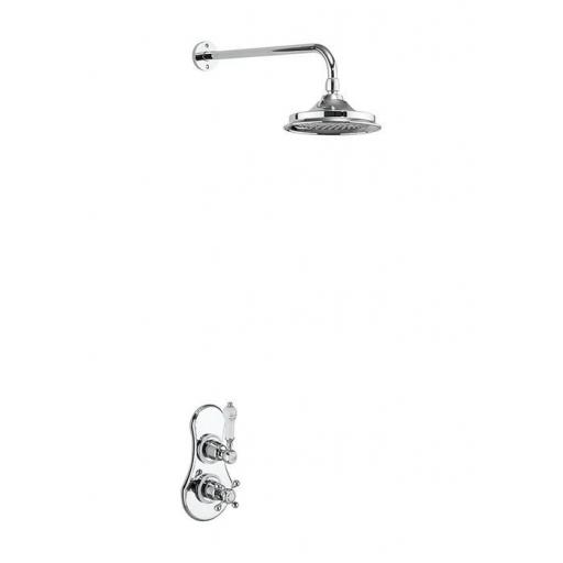 Burlington Severn Thermostatic Single Outlet Concealed Shower Valve with Fixed Shower Arm with 6 inch rose