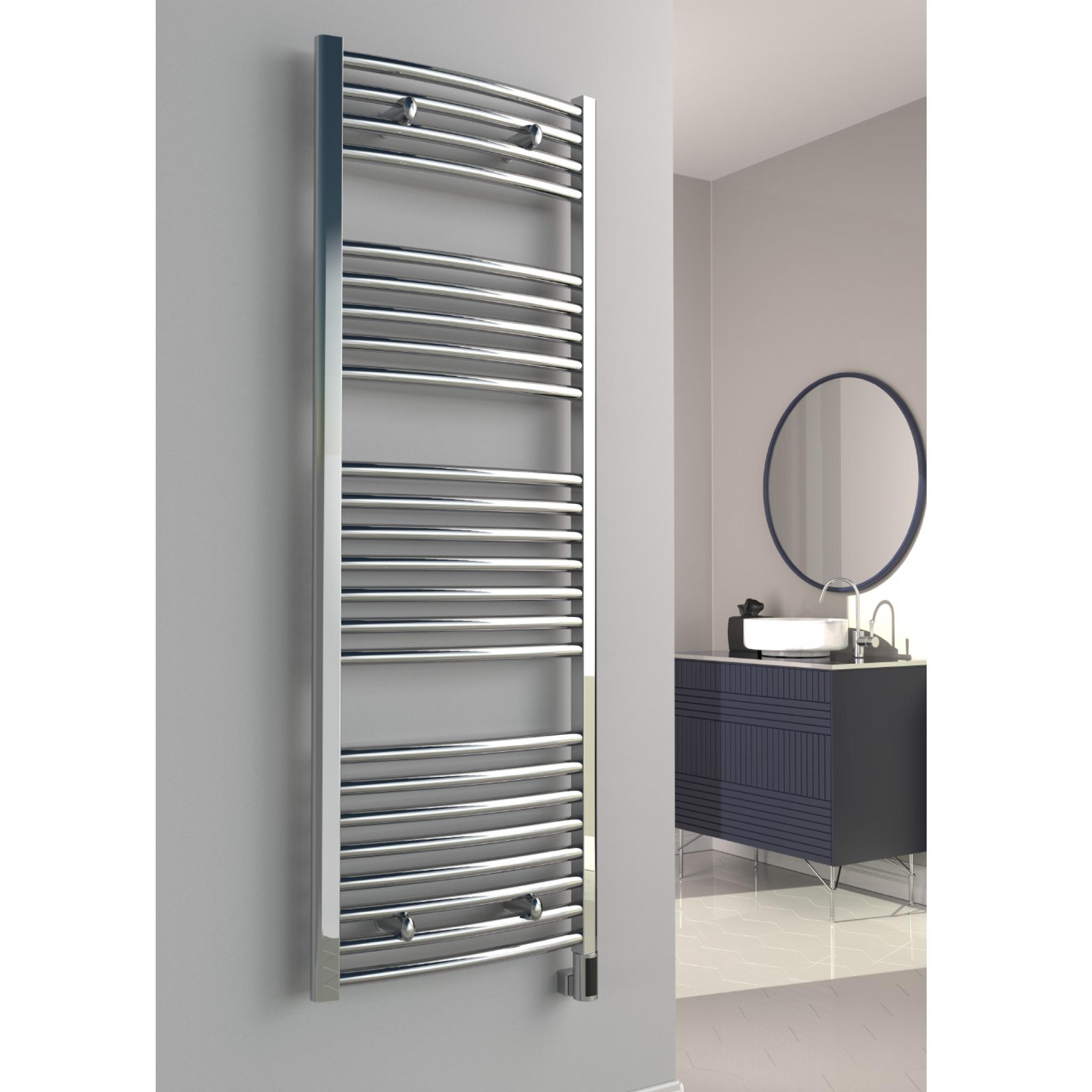 Reina Radiator Diva 600 X 1200 mm Towel Radiator Chrome Curved